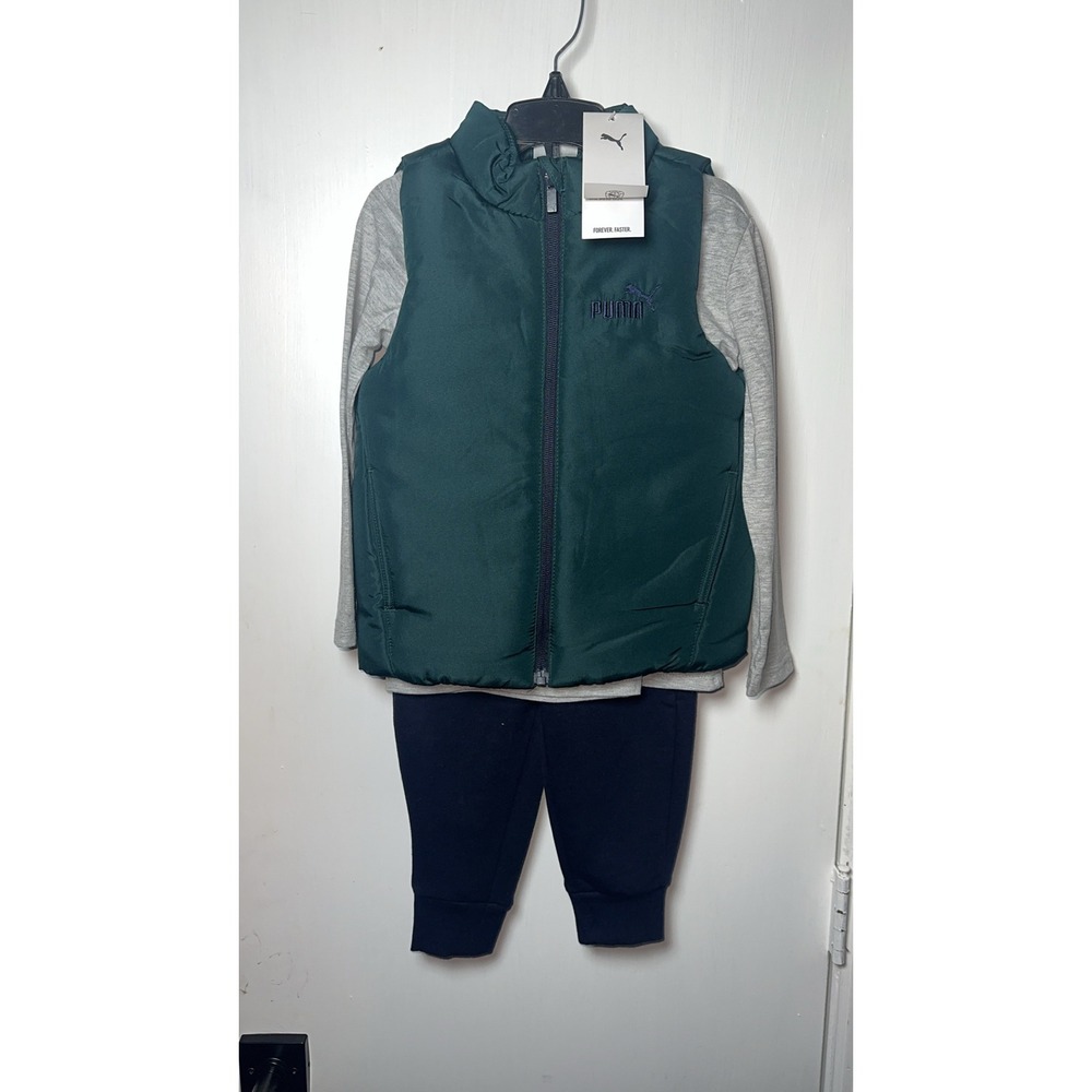 NWT Puma | 3 Piece Set Puffer Vest, Tee, Joggers | Size 4T